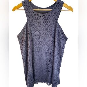 Maurices Faux Suede Cutout Sleeveless Blouse Blue Gray Size L